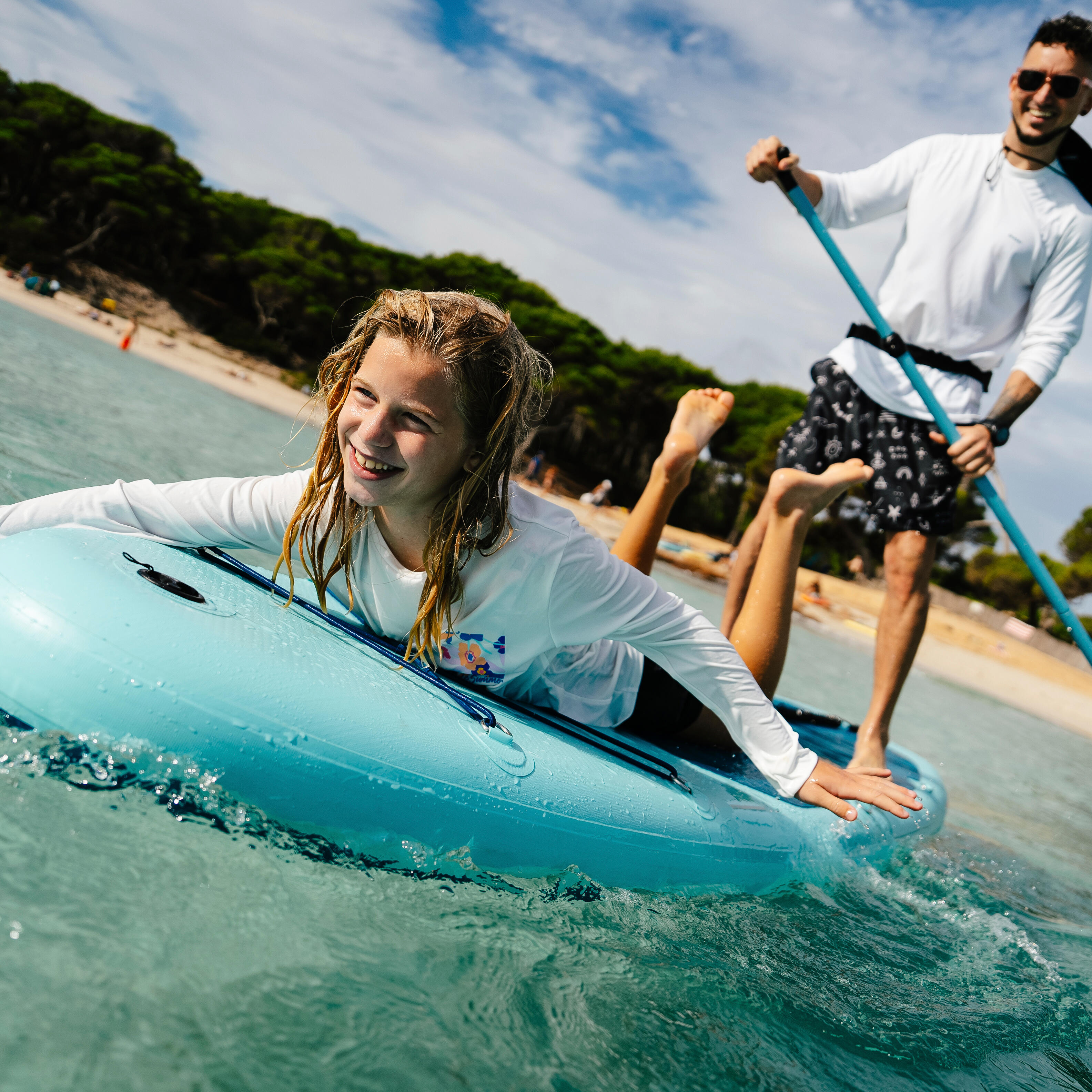 Paquete de stand up paddle inflable de 10'6 para 1 a 2 personas azul 100